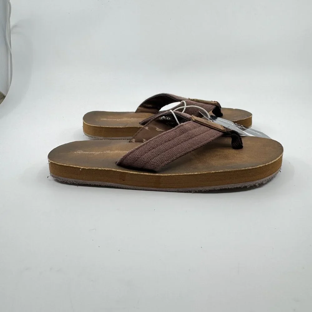 Tommy Bahama Flip Flops Sandals Kids Size Medium 12/13 Brown‎ Beach Leather NEW